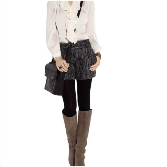 Milly‎ of New York Tweed Pleated Shorts Black Size 2 - Picture 1 of 12